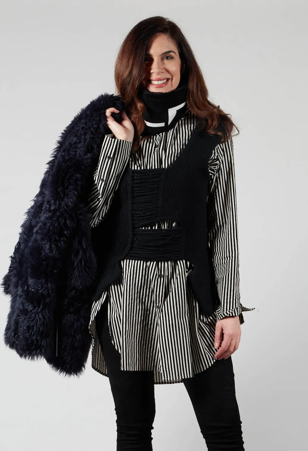 Knitted Vest with Ladder Feature in Black