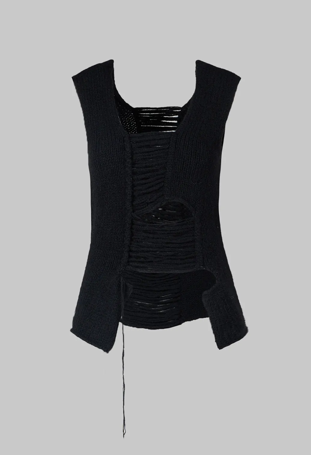 Knitted Vest with Ladder Feature in Black