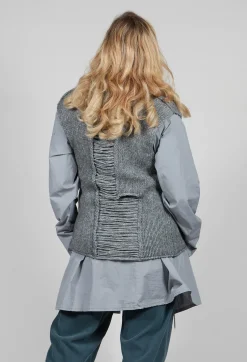 Knitted Vest with Ladder Feature in Grey
