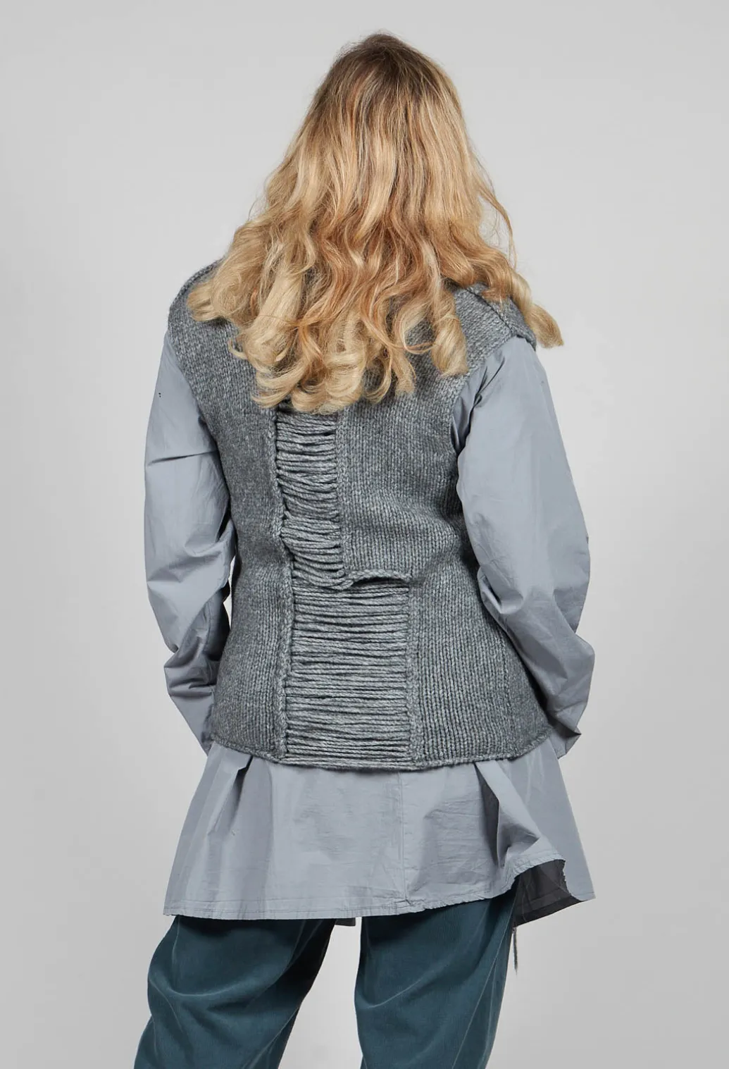 Knitted Vest with Ladder Feature in Grey