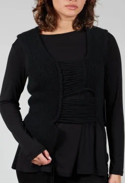 Knitted Vest with Ladder Feature in Black