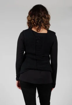 Knitted Vest with Ladder Feature in Black