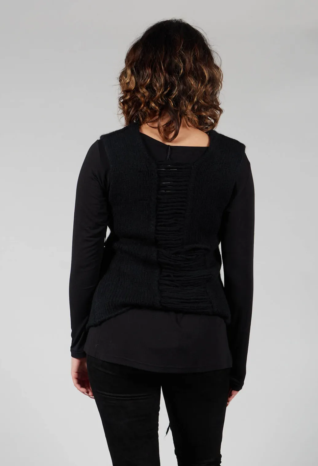 Knitted Vest with Ladder Feature in Black