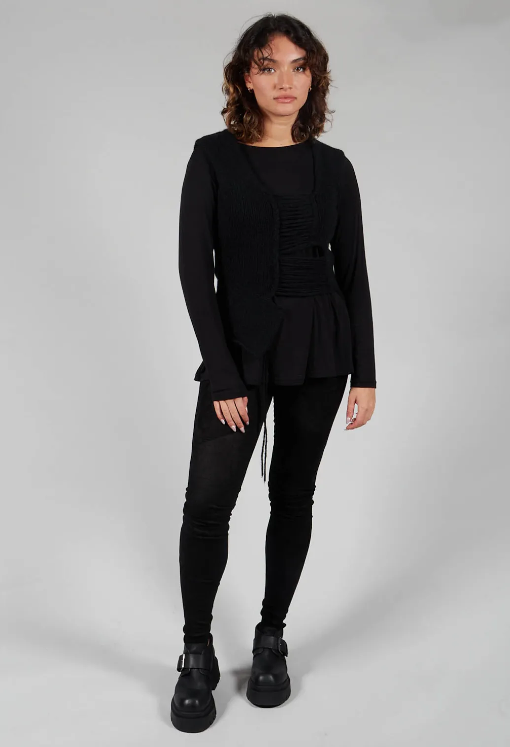 Knitted Vest with Ladder Feature in Black