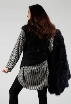 Knitted Vest with Ladder Feature in Black