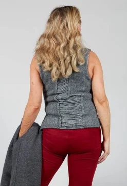 Knitted Vest with Ladder Feature in Grey