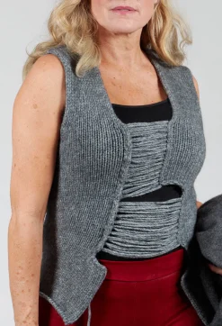 Knitted Vest with Ladder Feature in Grey