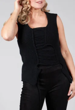Knitted Vest with Ladder Feature in Black