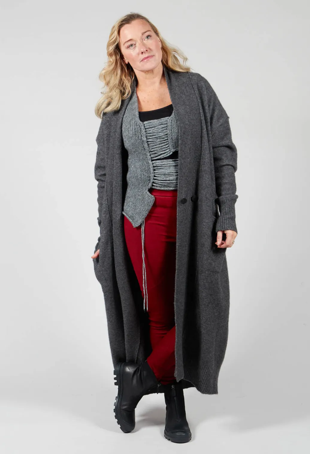 Knitted Vest with Ladder Feature in Grey