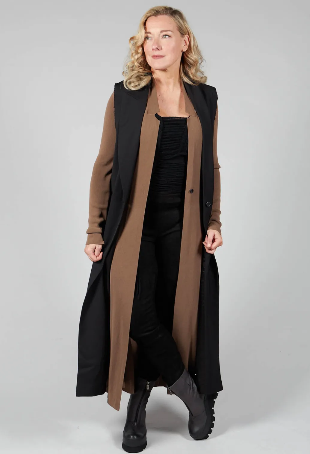 Knitted Vest with Ladder Feature in Black