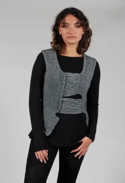 Knitted Vest with Ladder Feature in Grey