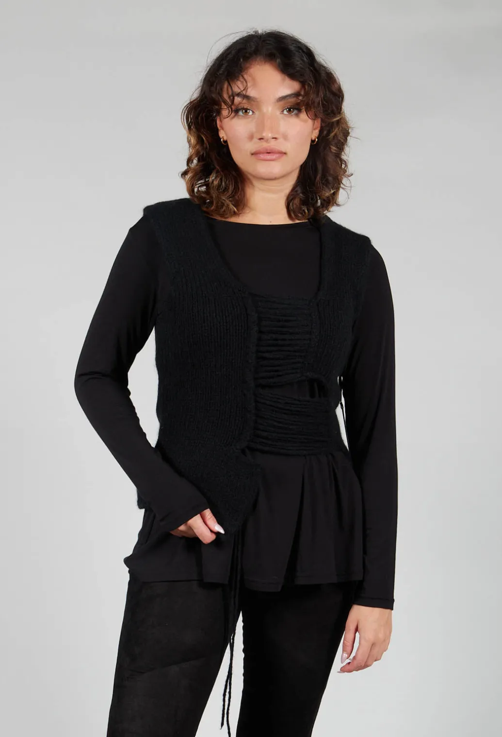 Knitted Vest with Ladder Feature in Black