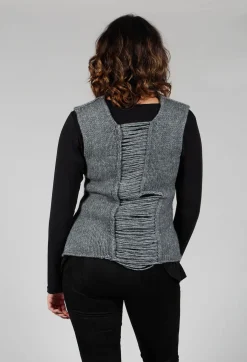 Knitted Vest with Ladder Feature in Grey