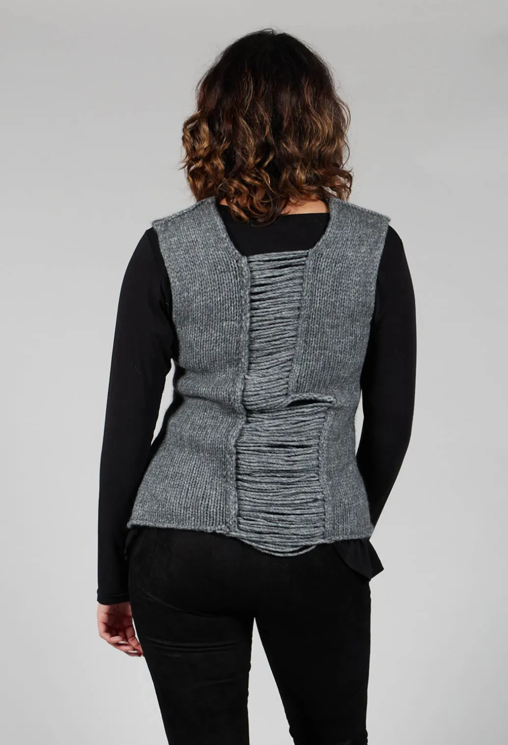 Knitted Vest with Ladder Feature in Grey