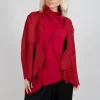 Knitted Wave Cardigan in Red