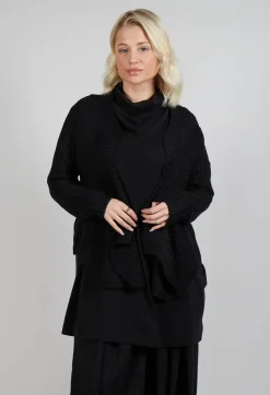 Knitted Wave Cardigan in Black