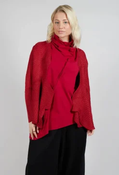 Knitted Wave Cardigan in Red
