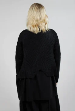 Knitted Wave Cardigan in Black