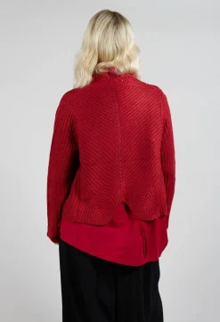 Knitted Wave Cardigan in Red