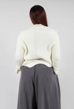 Knitted Wave Cardigan in Cream