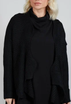 Knitted Wave Cardigan in Black