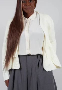 Knitted Wave Cardigan in Cream