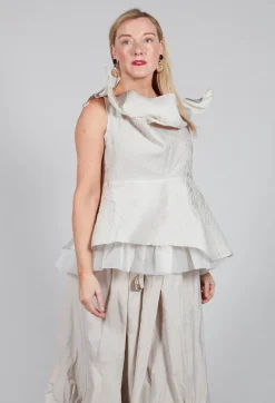 Lace Cowl Neckline Top in Grey