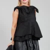 Lace Cowl Neckline Top in Black