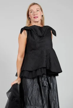 Lace Cowl Neckline Top in Black