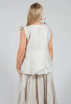 Lace Cowl Neckline Top in Grey
