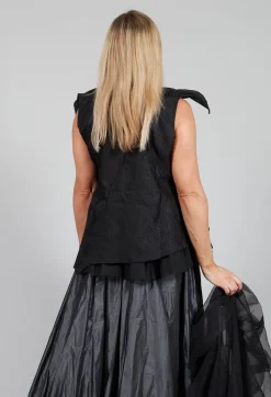 Lace Cowl Neckline Top in Black