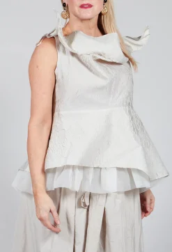 Lace Cowl Neckline Top in Grey