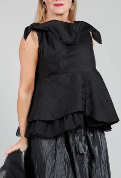 Lace Cowl Neckline Top in Black