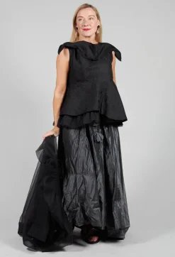 Lace Cowl Neckline Top in Black