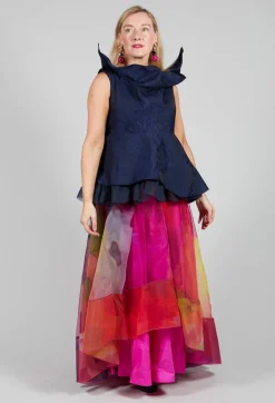 Lace Cowl Neckline Top in Blue