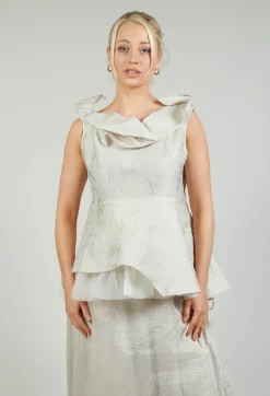 Lace Cowl Neckline Top in Grey