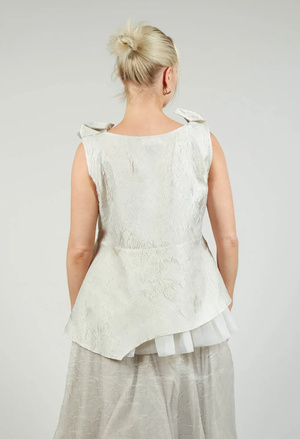 Lace Cowl Neckline Top in Grey