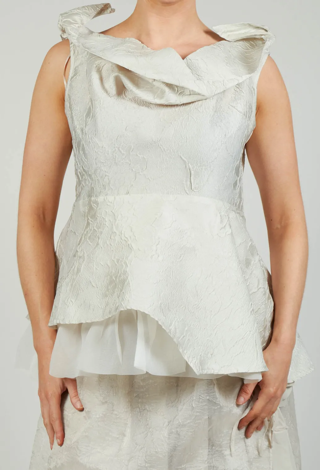 Lace Cowl Neckline Top in Grey