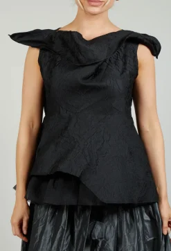 Lace Cowl Neckline Top in Black
