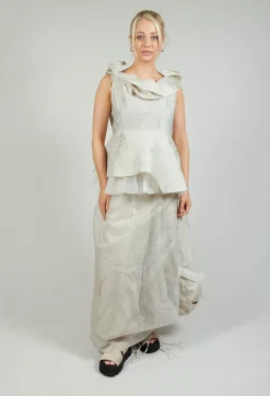 Lace Cowl Neckline Top in Grey