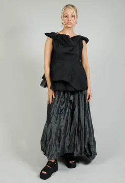 Lace Cowl Neckline Top in Black