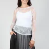 Lace Long Sleeve T-Shirt in Pizzo Panna