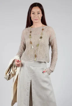 Lace Round-Neck Jumper in Mastic