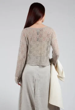 Lace Round-Neck Jumper in Mastic