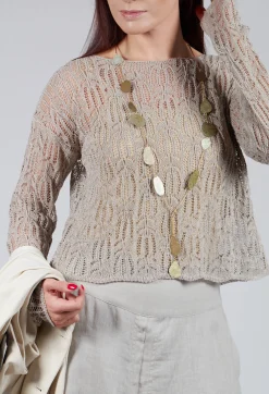 Lace Round-Neck Jumper in Mastic