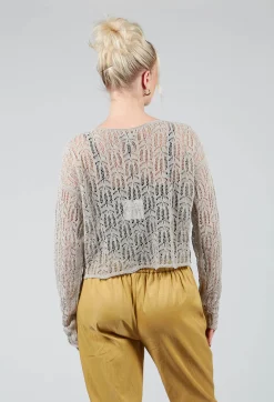 Lace Round-Neck Jumper in Mastic
