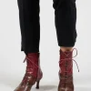 Lace Up Ankle Boot Heels in Marrone / Fuxia