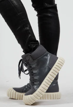 Lace Up Boots in Coal