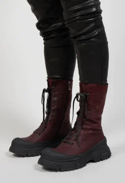 Lace Up Boots In Gasoline Lagrain