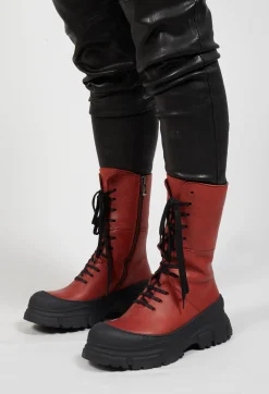 Lace Up Boots In Gasoline Cuoio Inglese